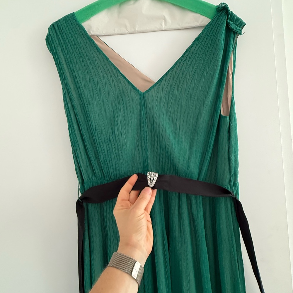 Emerald green Maxi Dress with Black Belt